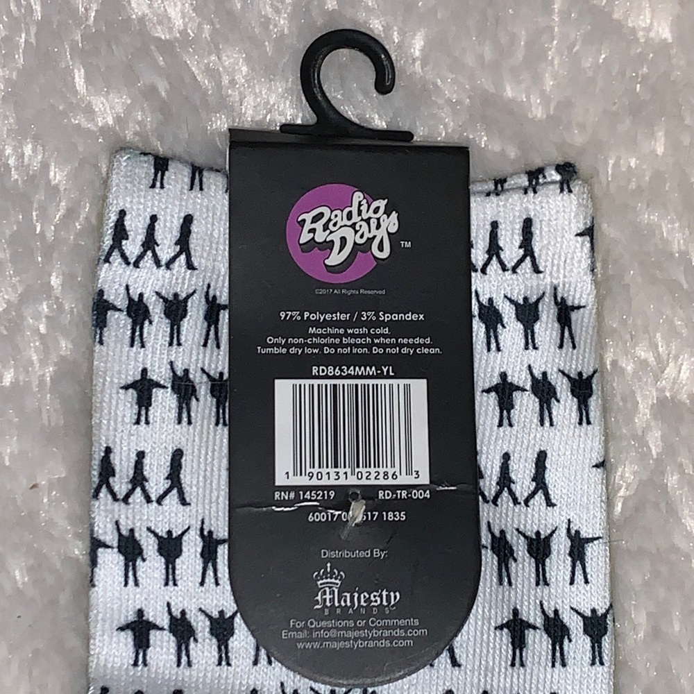 🎁NWT Mens Radio Days Lime The Beatles band Crew socks- Size:10-13 Fits Size 6-12 - Picture 7 of 9